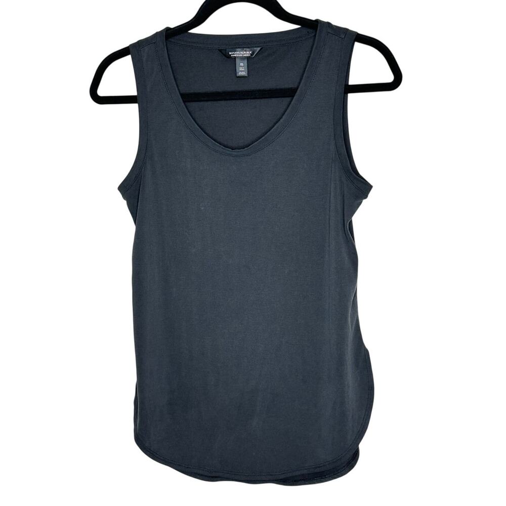 Banana Republic Gray Sandwash Modal Sleeveless Blouse Scoop Neck Minimalist XS